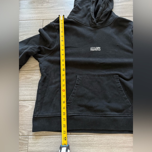 All Saints|Solid black hoodie pullover sweater with small simple logo•••Large - Picture 11 of 16